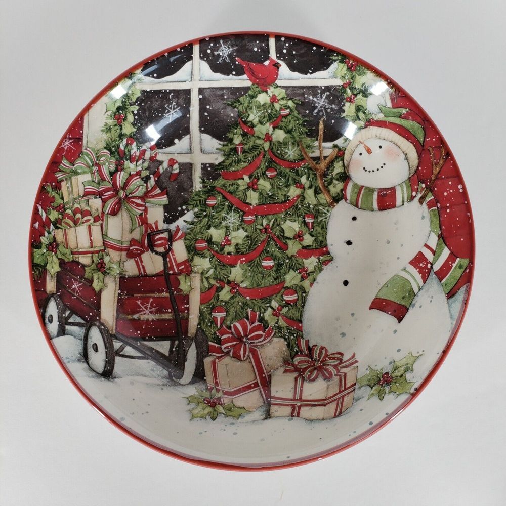 Certified International Snowman Christmas Bowl  Susan Wingate Presents Red Wagon